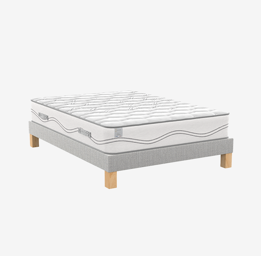 Ensemble matelas ressorts ensachés + visco Boréal et sommier Bohème 15